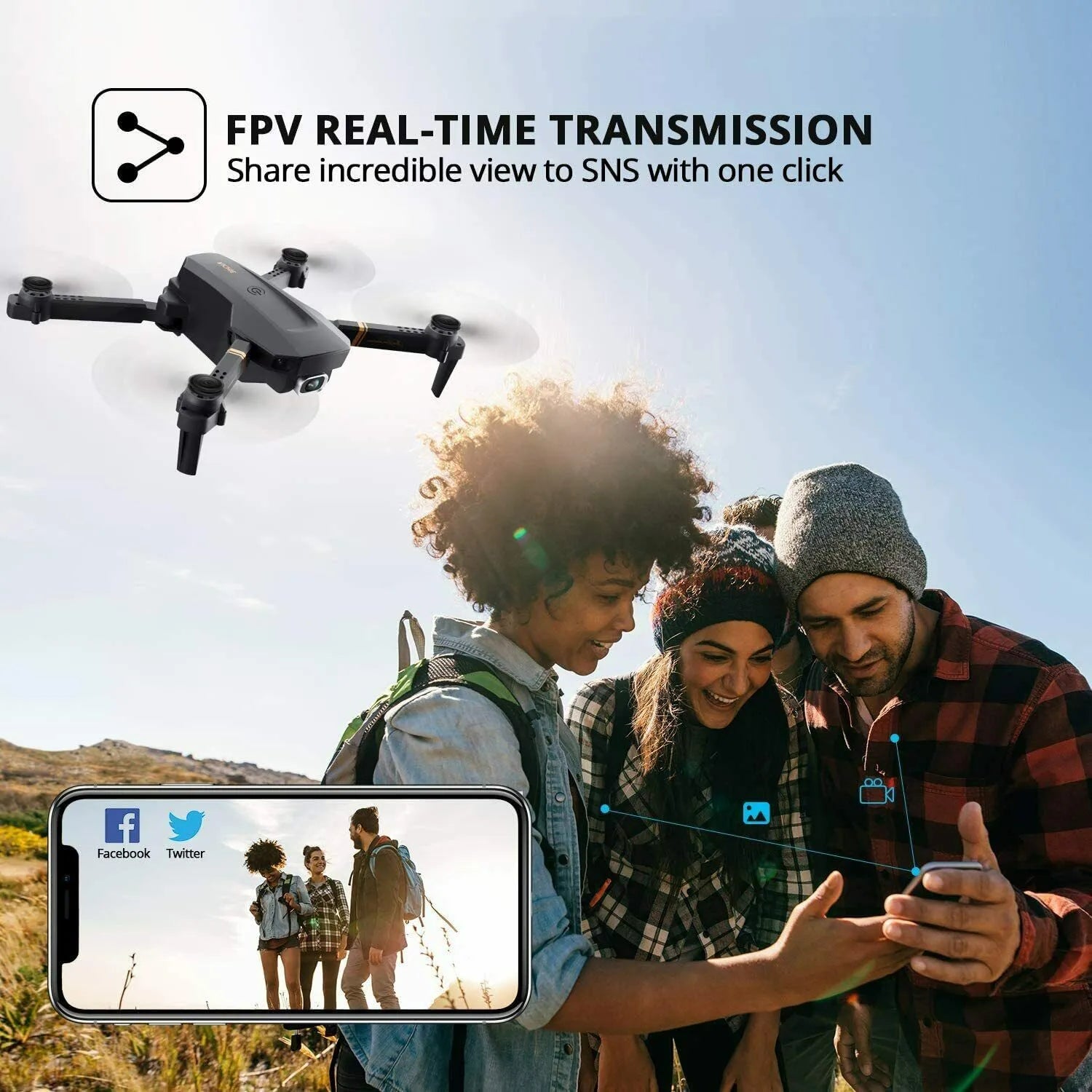 V4 RC Drone 4k HD Wide Angle Camera